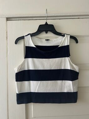 J. Crew Navy and White Striped Crop Tank